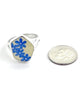Blue Flowers on Yellow Vintage Pottery Shard Shape Ring- Size 8