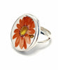 Big Orange & Yellow Flower Oval Vintage Pottery Ring- Size 10