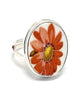 Big Orange & Yellow Flower Oval Vintage Pottery Ring- Size 10