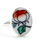 Bold Orange Flower Vintage Pottery Ring- Size 9