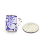Textured Purple Flower Vintage Pottery Ring- Size 7