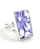 Textured Purple Flower Vintage Pottery Ring- Size 8