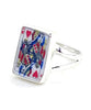 Queen of Hearts Playing Card Vintage Pottery Ring- Size 8