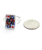 Queen of Hearts Playing Card Vintage Pottery Ring- Size 8