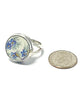 Little Blue Flowers Round Vintage Pottery Ring- Size 8