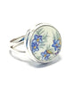 Little Blue Flowers Round Vintage Pottery Ring- Size 8
