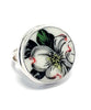 Bold Black, Grey and Yellow Flower Vintage Pottery Ring- Size 7
