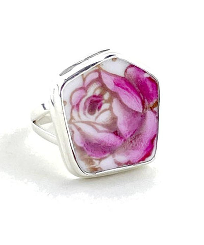 Rose Vintage Pottery Ring- Size 7.5