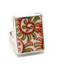 Orange & Green Patterned Vintage Imari Pottery Ring- Size 7