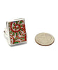 Orange & Green Patterned Vintage Imari Pottery Ring- Size 7