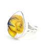 Bold Yellow Rose Vintage Pottery Teardrop Ring- Size 7