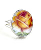 Bold Yellow Rose Vintage Pottery Ring- Size 10