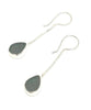 Dark Grey Sea Glass Chain Earrings