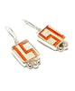 Orange Geometric Vintage Pottery with White Pearl Single Drop Earrings