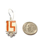 Orange Geometric Vintage Pottery with White Pearl Single Drop Earrings