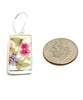 Double Pink & Blue Flower Vintage Pottery Rectangle Single Drop Earrings