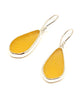 Amber Sea Glass Open Back Drop Earrings