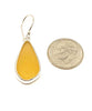 Amber Sea Glass Open Back Drop Earrings