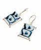 Bold Blue Abstract Vintage Pottery with Decorative Jester Bezel Single Drop Earrings