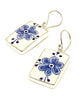 Simple Blue Flower Vintage Pottery Single Drop Rectangle Earrings