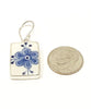 Simple Blue Flower Vintage Pottery Single Drop Rectangle Earrings