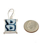 Bold Blue Abstract Vintage Pottery with Decorative Jester Bezel Single Drop Earrings