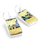 Bib Bold Gold Flower Vintage Pottery Rectangle Single Drop Earrings