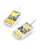 Bib Bold Gold Flower Vintage Pottery Rectangle Single Drop Earrings