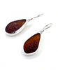 Dark Brown Sea Glass Open Back Drop Earrings
