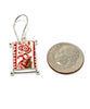 Red, Green & White Vintage Pottery with Decorative Jester Bezel Single Drop Earrings