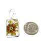 Brown Flower Vintage Pottery Rectangle Single Drop Earrings