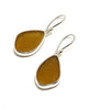 Brown Sea Glass Open Back Drop Earrings