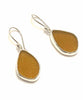 Brown Sea Glass Open Back Drop Earrings