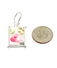 Pink Roses Vintage Pottery with Decorative Jester Bezel Single Drop Earrings