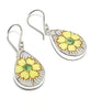 Periwinkle & Yellow Flower Vintage Pottery Drop Single Earrings