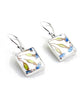 Blue Flower Vintage Pottery Rectangle Single Drop Earrings