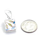 Blue Flower Vintage Pottery Rectangle Single Drop Earrings