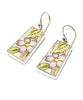 Light Purple Flowers and Green Leaves Vintage Pottery Single Drop Earrings