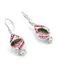 Red & White with Green Vintage Pottery with White Pearl Single Drop Earrings