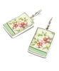 Pink & Yellow Flowers with Mint Vintage Pottery Single Drop Earrings