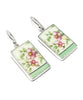 Pink & Yellow Flowers with Mint Vintage Pottery Single Drop Earrings