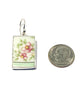 Pink & Yellow Flowers with Mint Vintage Pottery Single Drop Earrings