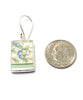Blue Flowers with Mint Vintage Pottery Single Drop Earrings