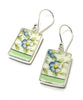 Blue Flowers with Mint Vintage Pottery Single Drop Earrings