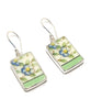 Blue Flowers with Mint Vintage Pottery Single Drop Earrings