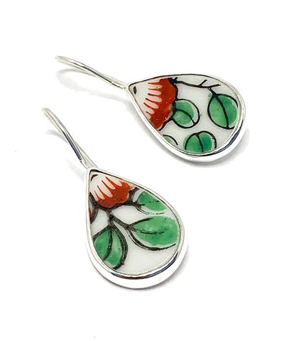Bold Leaf Vintage Pottery Single Drop Earrings