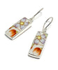 Retro Purple & Yellow Flower Vintage Pottery Long Rectangle Single Earrings