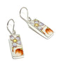 Retro Purple & Yellow Flower Vintage Pottery Long Rectangle Single Earrings