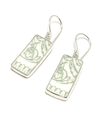 Mint Floral Vintage Pottery Single Drop Earrings