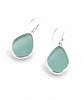 Aqua Sea Glass Open Back Drop Earrings